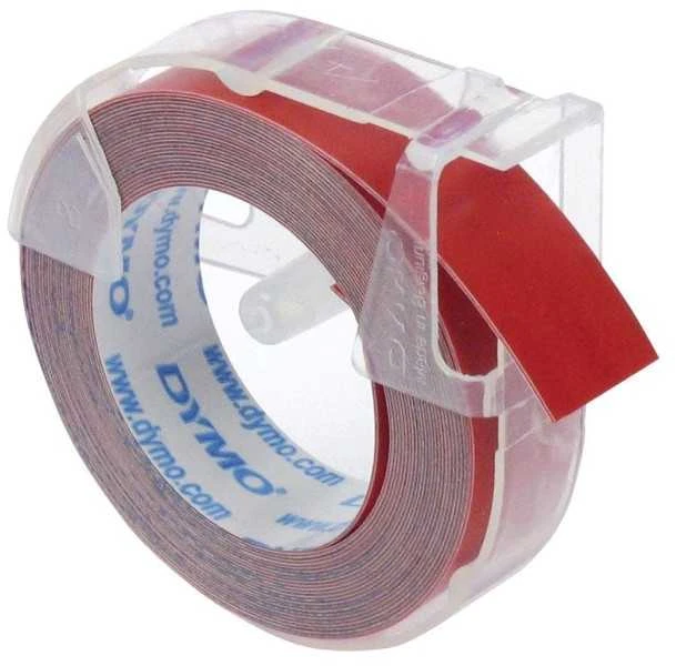 Juostelė DYMO, 9x3mm, plastikinė Balta/Raudona