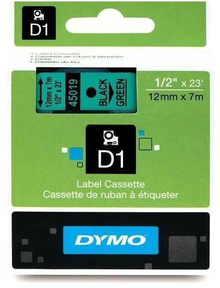 Juostelė DYMO D1 12mm x 7m, vinilinė, juoda ant žalio / S0720590 45019