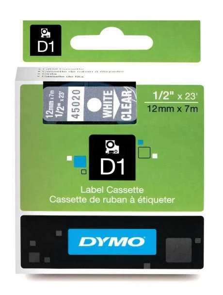 DYMO S0720600 D1 Juostelė 12mm x 7m (skaidri / baltas šifras)