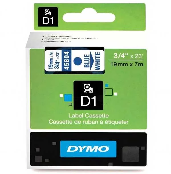 DYMO D1 Standard - Mėlyna on Baltas - 19mm etikečių juostelė Mėlyna ant balto paviršiaus