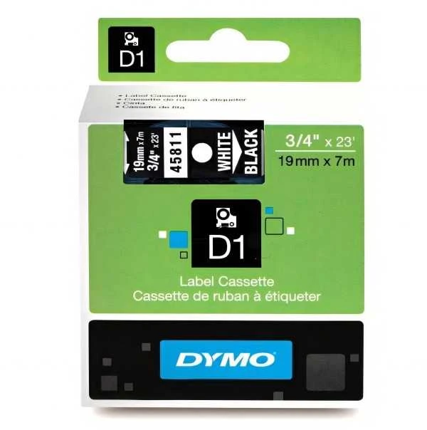 D1, žymėjimo juosta, 19mm, baltas tekstas ant juodo juostos, 7m - 45811 DYMO / S0720910