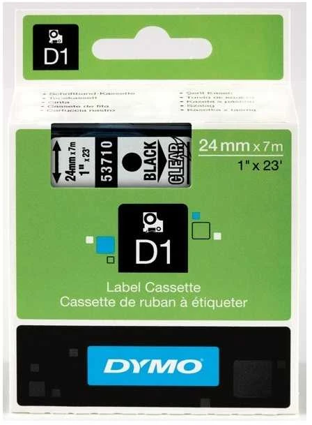 DYMO D1 Standard - Juodas on Transparent - 24mm etikečių juostelė Juoda ant skaidrios