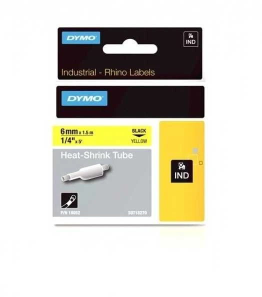 DYMO 18052 RHINO Termo vamzdelis 6mm x 1,5m (geltona / juodas šifras)