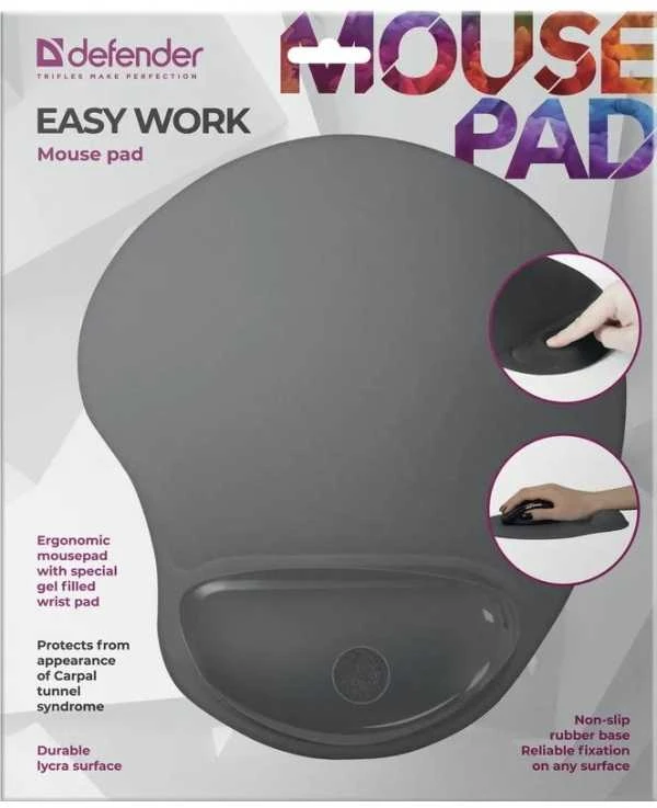 Kilimėlis DEFENDER Pelė pad Easy Work pilkas, lycra, 260х225х5 mm