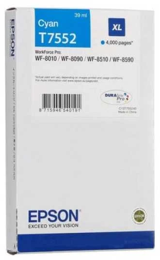 Rašalo kasetė Epson T7552 XL. Žydra