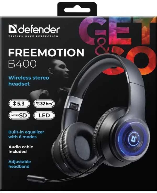 DEFENDER BLUETOOTH Ausinės FREEMOTION B400 LED