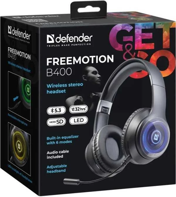 DEFENDER BLUETOOTH Ausinės FREEMOTION B400 LED