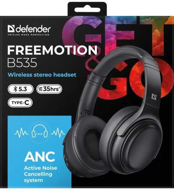 Defender FreeMotion B535 ausinės su mikrofonu, juoda, 2.0, ANC, 40 mm garsiakalbiai typ USB