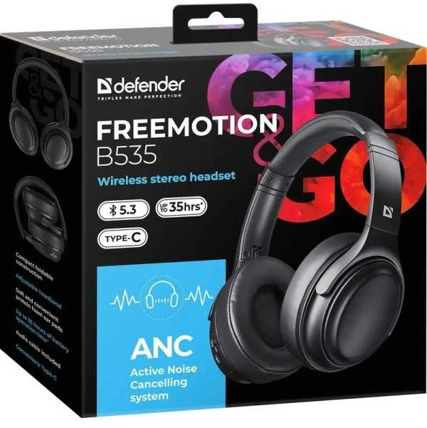 Defender FreeMotion B535 ausinės su mikrofonu, juoda, 2.0, ANC, 40 mm garsiakalbiai typ USB
