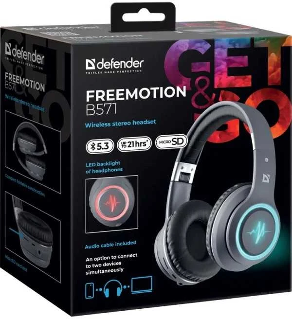 Belaidės Ausinės - DEFENDER Freemotion B571 LED