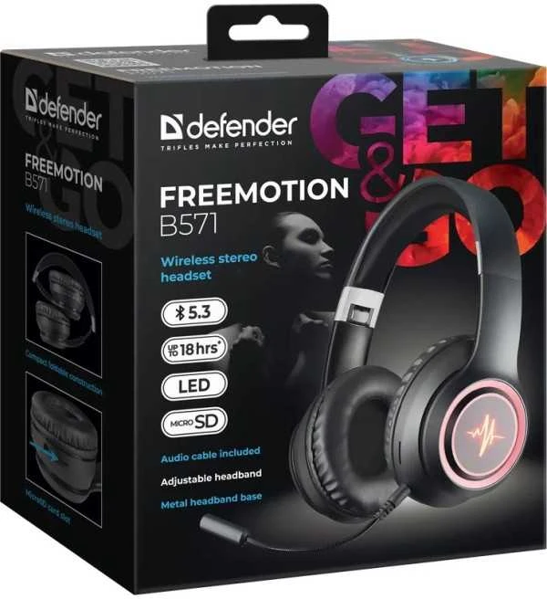 Ausinės DEFENDER BLUETOOTH FREEMOTION B571 Juodas LED