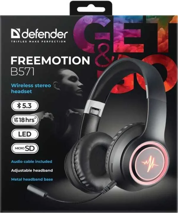 Ausinės DEFENDER BLUETOOTH FREEMOTION B571 Juodas LED