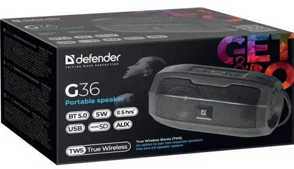 Garsiakalbis DEFENDER G36 BLUETOOTH 5W FM/USB/TF/AUX