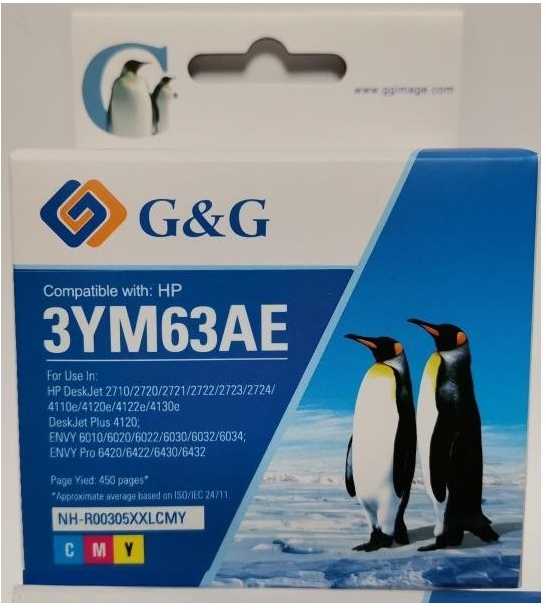 G&G XXL rašalo kasečių rinkinys (2 vnt.), skirtas HP 305XL / 3YM62AE + 3YM63AE spausdintuvams