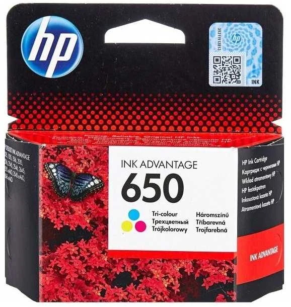 Hewlett Packard (HP) „HP 650“ trispalvė originali rašalo „Advantage“ kasetė (200 puslapių)