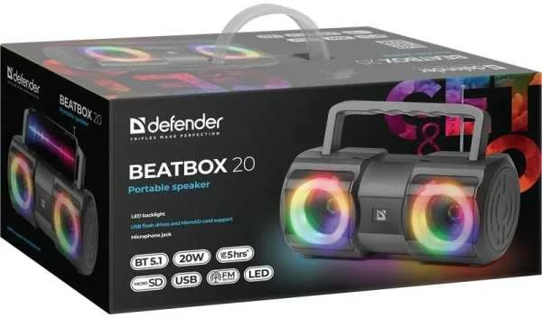 Nešiojamas Garsiakalbis - Defender Beatbox 20 Bluetooth 20W Juodas