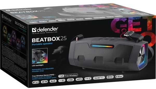 Kompiuterio kolonėlės Defender Nešiojama kolonėlė BEATBOX 25 Juodas (65325)