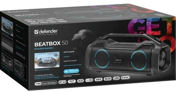 DEFENDER BEATBOX 50 BLUETOOTH GARSIAKARUSIS 50W BT/RGB/TF/TypeC/IPX5/PWB