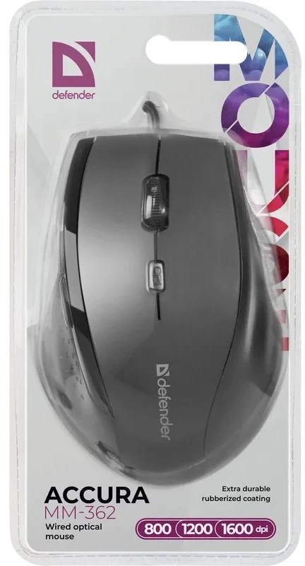 Pelė DEFENDER ACCURA MM-362 Juoda optinė 1600DPI 6P