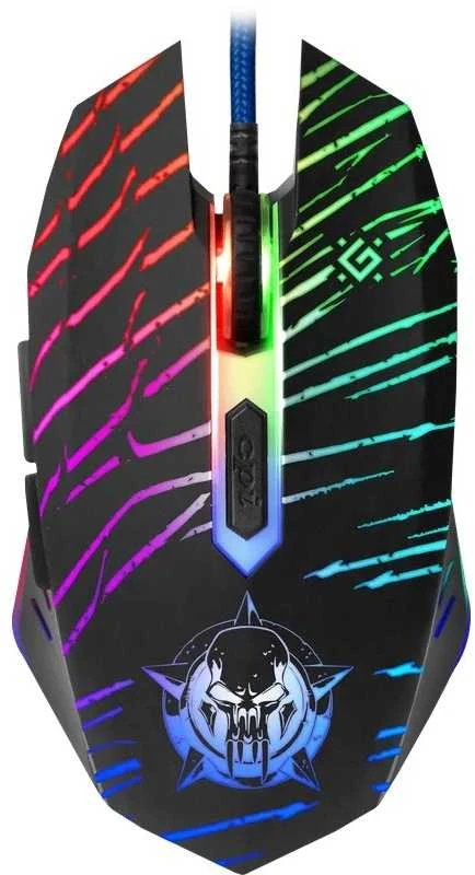 Pelė Myszka žaidimams Defender Dark Agent GM-590L su laidu 12800 dpi optinė juoda