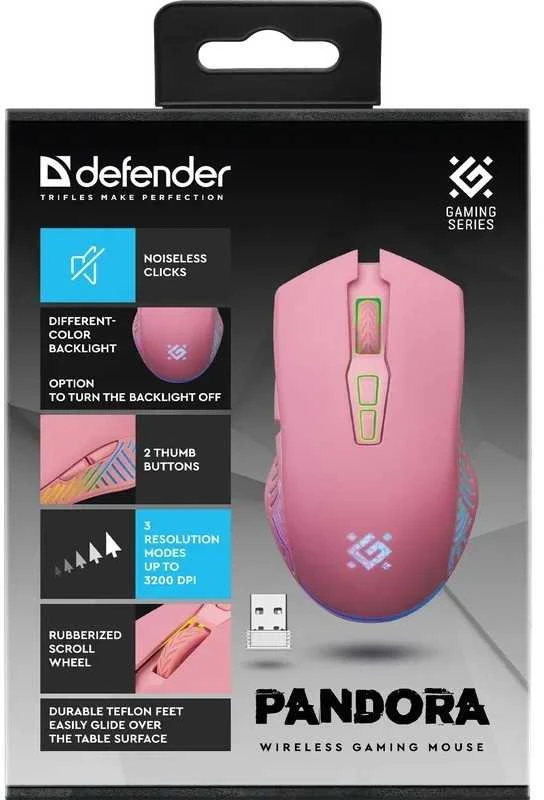 Defender Pandora RF belaidė pelė pink 3200 dpi 7P