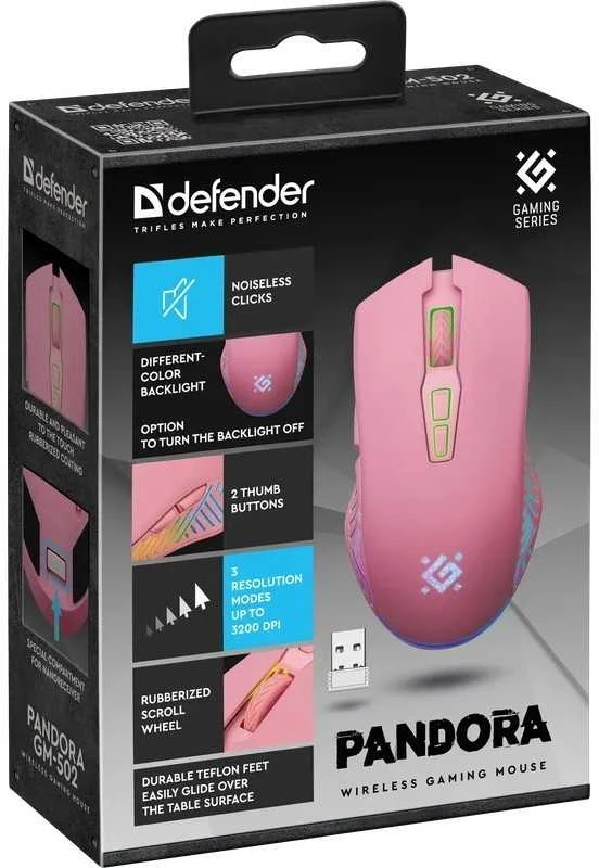 Defender Pandora RF belaidė pelė pink 3200 dpi 7P