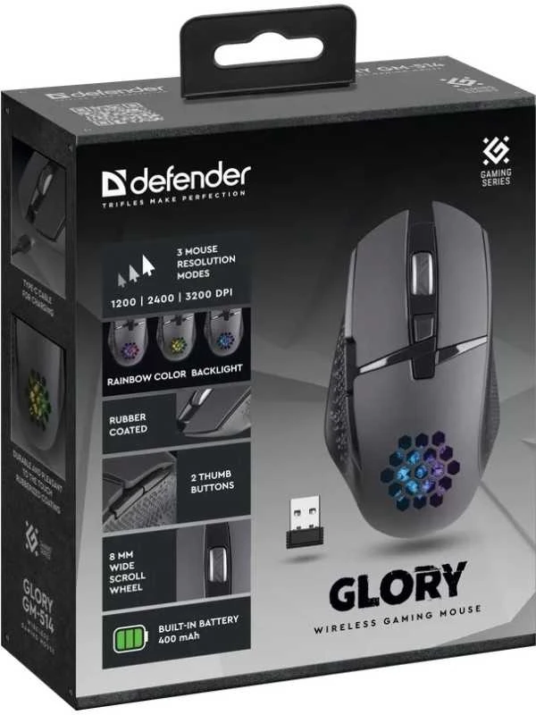 Žaidimų Pelė - Pelė Defender GM-514 RGB 3200 DPI Juoda