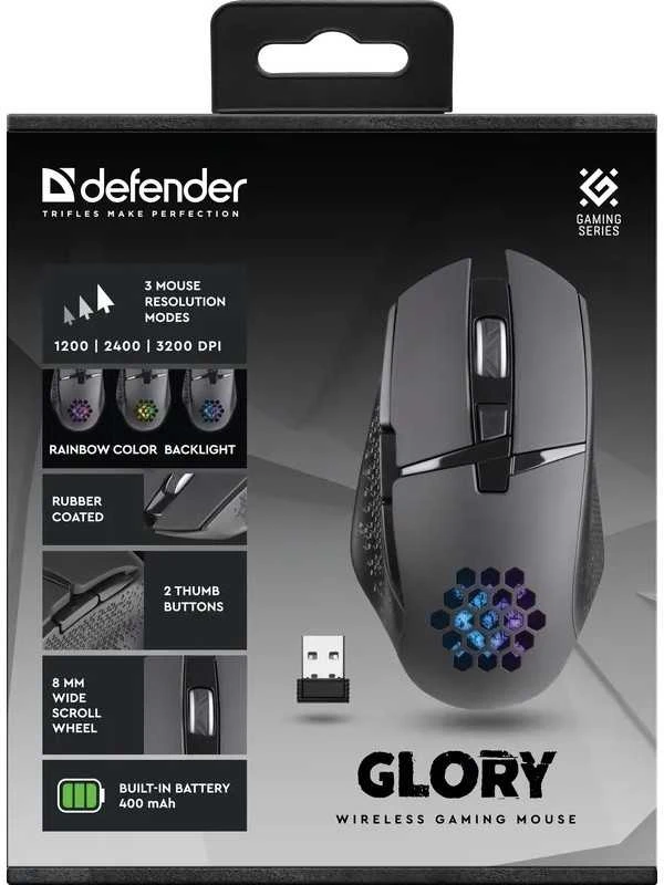 Žaidimų Pelė - Pelė Defender GM-514 RGB 3200 DPI Juoda