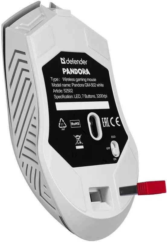 Belaidė pelė DEFENDER PANDORA RF Baltas 3200dpi 7P