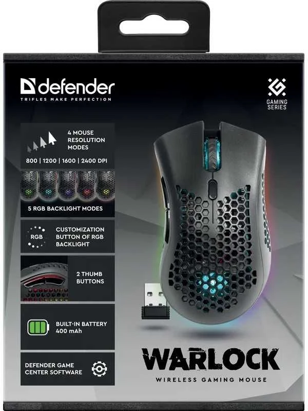 Kompiuterio Pelė - Defender GM-709L Warlock 52709 su RGB Apšvietimu
