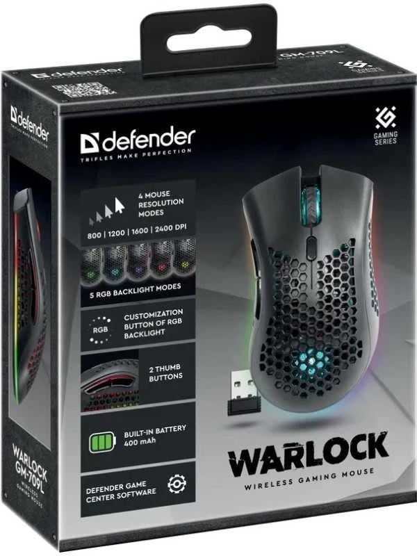 Kompiuterio Pelė - Defender GM-709L Warlock 52709 su RGB Apšvietimu