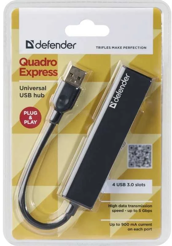 Defender USB šakotuvas su 4 prievadais pakuotėje