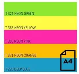 Spalvotas Neon popierius Double A, 75g, A4, 500 lapų, Rainbow 4, 5 Neon spalvų