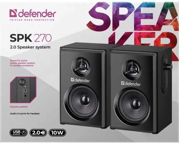 Kompiuterio kolonėlės Defender SPK-270 2.0 10W USB Speakers Juodas