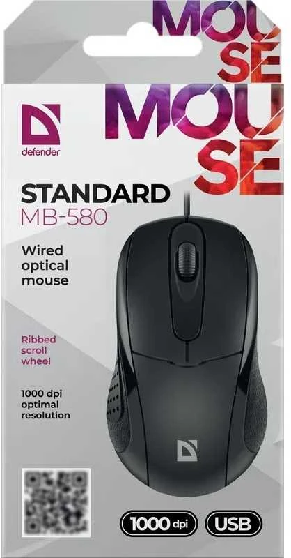 Kompiuterio Pelė - Defender Mb-580 Juoda Optinė 1000dpi