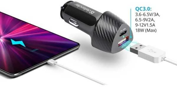 Įkroviklis Defender Įkroviklis samochodowa UCA-92 USBx1 USB-Cx1 QC, PD power delivery