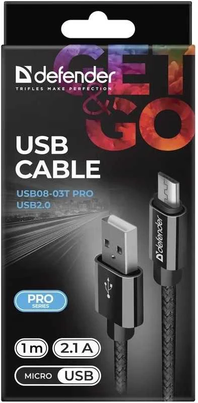 Defender USB AM-MICRO BM 1.0m 2.1A Juodas