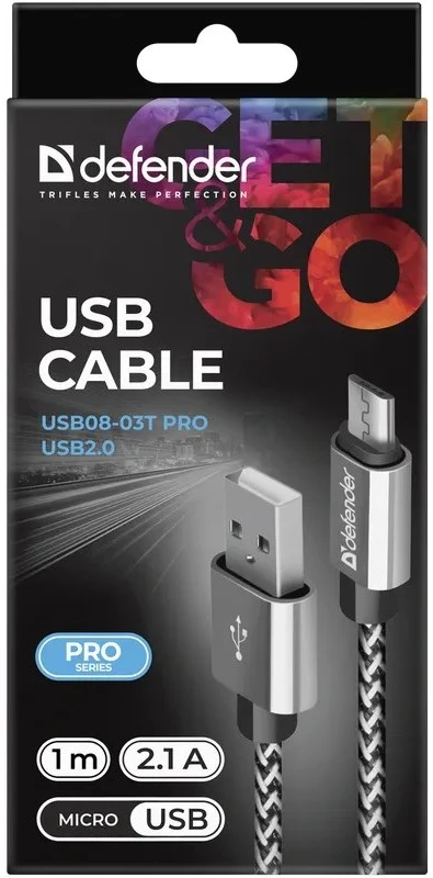 Defender USB AM-MICRO BM 1.0m 2.1A Baltas