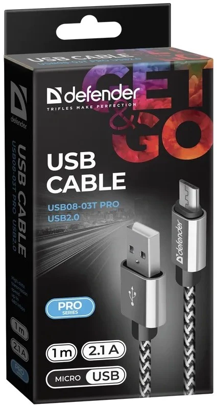 Defender USB AM-MICRO BM 1.0m 2.1A Baltas