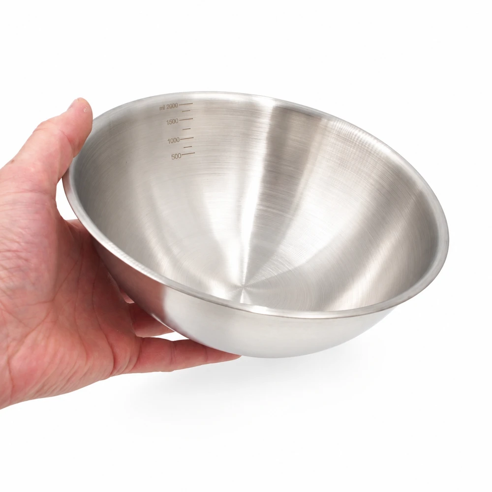2000ml. Metalinis dubuo su matavimo skale, 23 cm