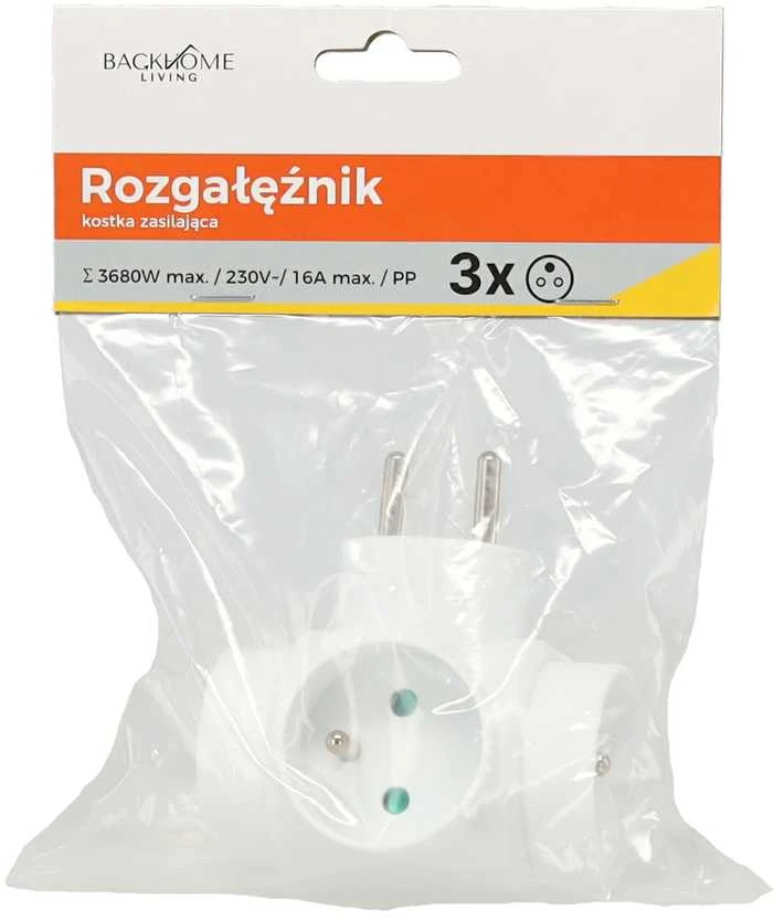 3 lizdų maitinimo adapteris, baltas