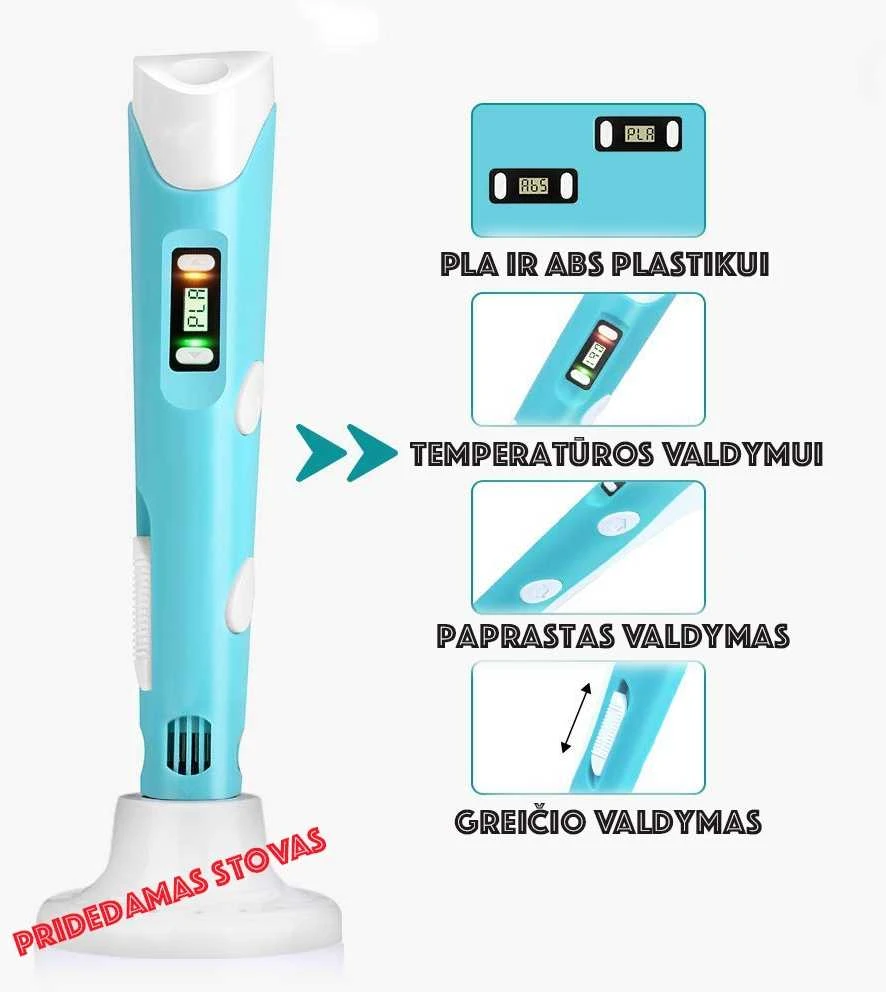 3D Pieštukas Pla ir Abs plastikui rašiklis