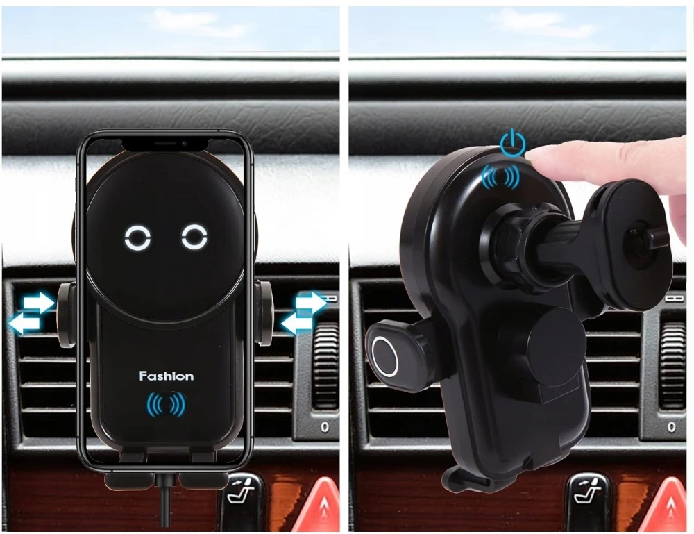Automobilinis telefono laikiklis su belaidžiu įkrovimu (IQ / Qi)
