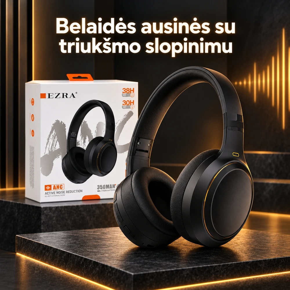 Belaidės ausinės su aktyviu triukšmo slopinimu EZRA BW95 Auksinės