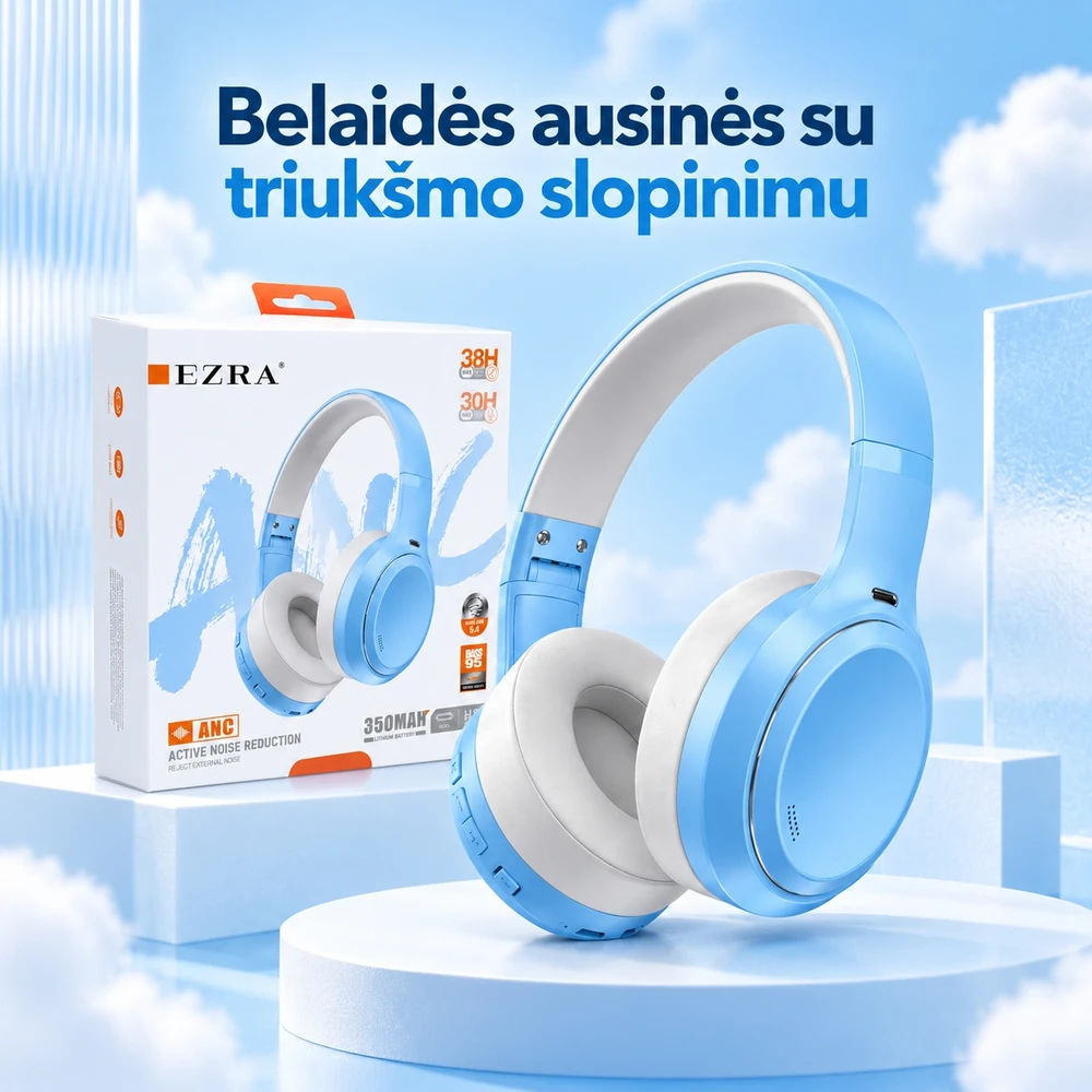 Belaidės ausinės su aktyviu triukšmo slopinimu EZRA BW95 Auksinės