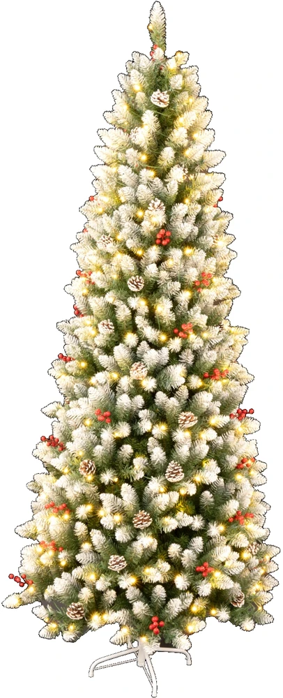 Dirbtinė apsnigta eglutė su LED apšvietimu, 210 cm