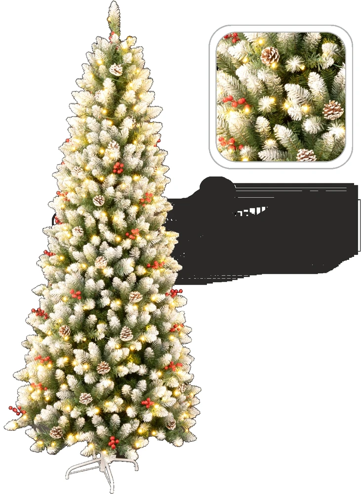 Dirbtinė apsnigta eglutė su LED apšvietimu, 210 cm