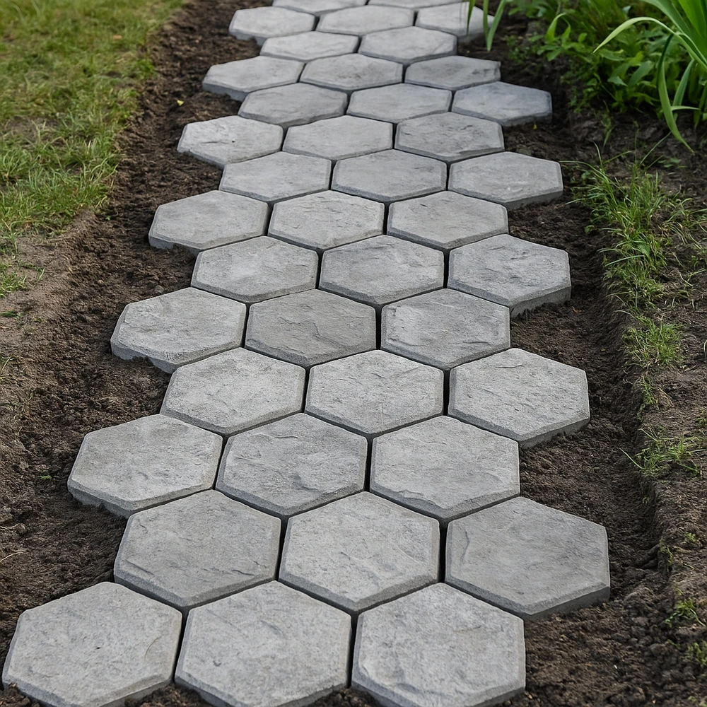 Forma betoninėms trinkelėms (korio formos), 36 x 36 x 4 cm