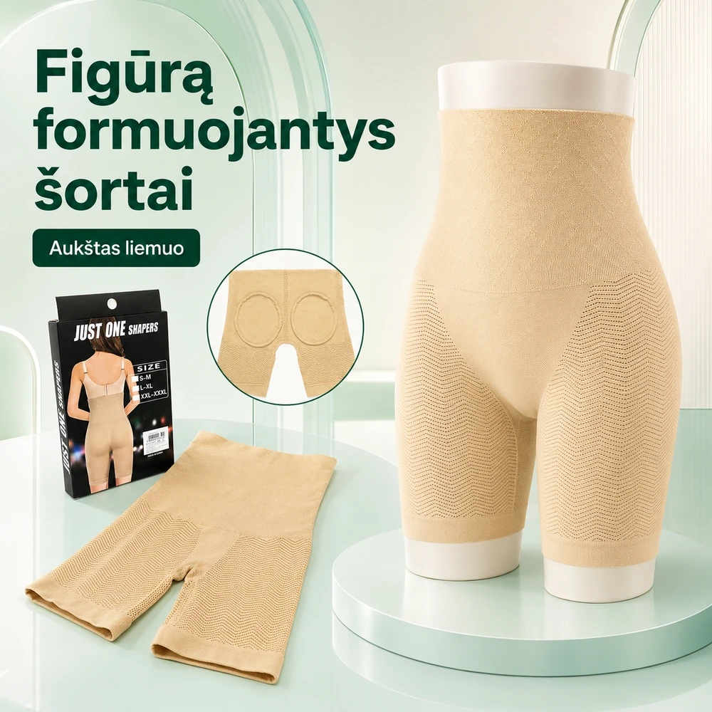 Figūrą formuojantys šortai aukštu liemeniu, XL