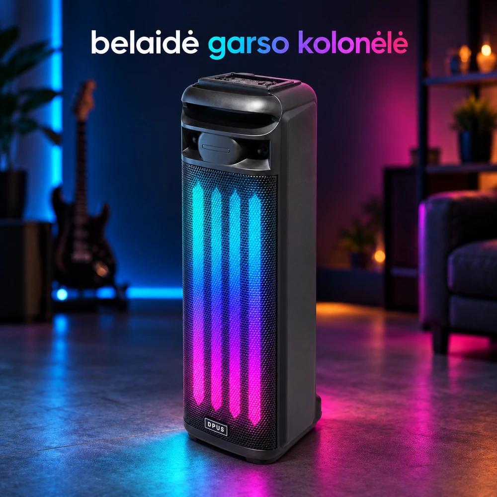 belaidė garso kolonėlė su mikrofonu ir led apšvietimu, 40 W